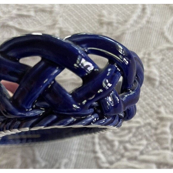PRIMO'GI BASSANO Cobalt Blue Ceramic Basket Woven Made in Italy Org Gold Label - Picture 8 of 12
